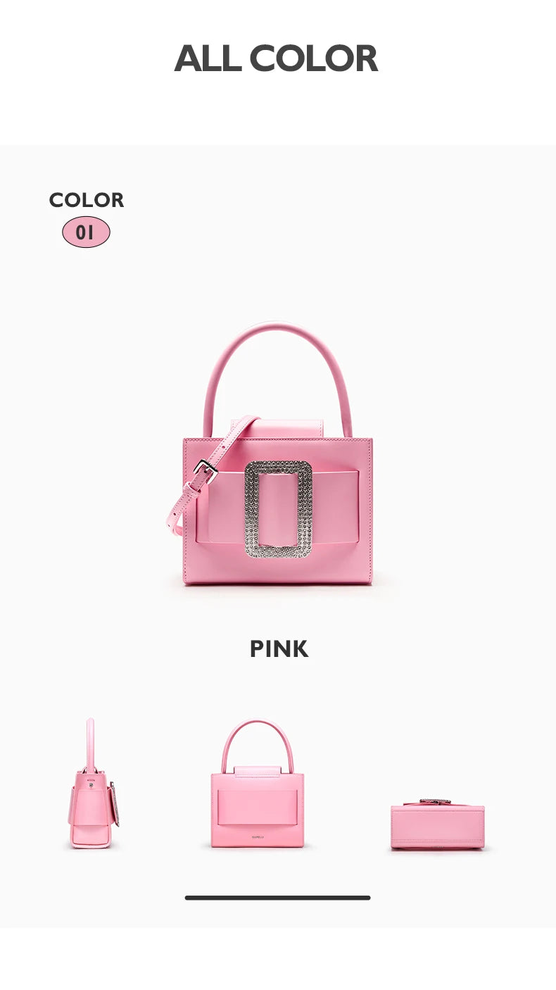 BAFELLI 2026 NEW WOMEN'S FASHION PINK EVENING HANDBAG SHOULDER BOXY BAG CASUAL PURSE LUXURY BRAND DESIGNER LEATHER TREND LADY