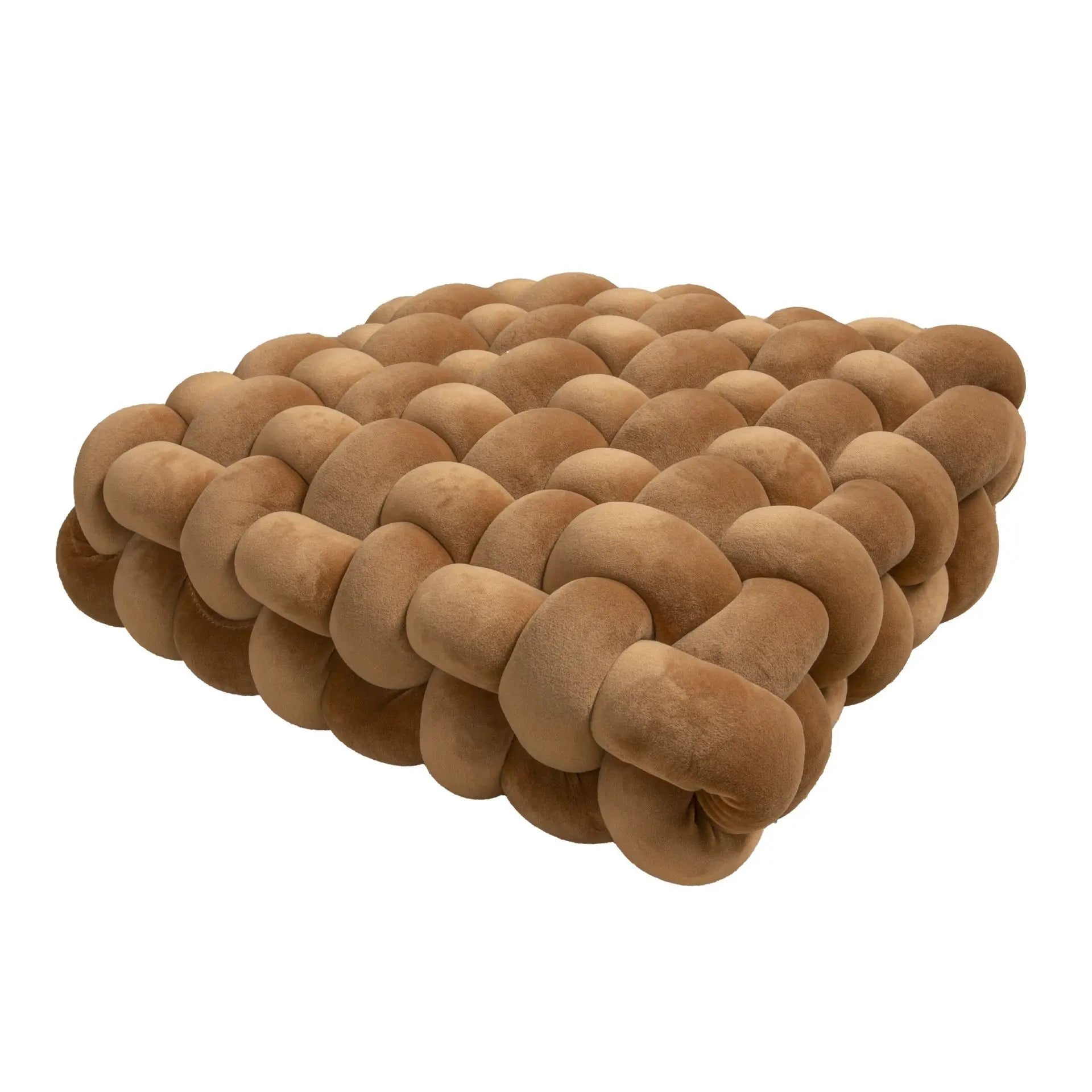 Living Room Soft Plush Knot Cushion,Sofa Pillow Solid Square Hand-Woven Home Throw Pillow,Square Woven Seat Cushion