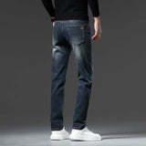 High Quality Brown Winter Jeans Men's Thickened Velvet Warm Elastic Straight Denim Pants Fashion Vintage Korean Plush Trousers