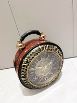 Vintage Clock-Style Circular Shoulder Bag