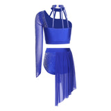 Women's 2-Piece Rhinestone Dance Crop Top & Shorts Set