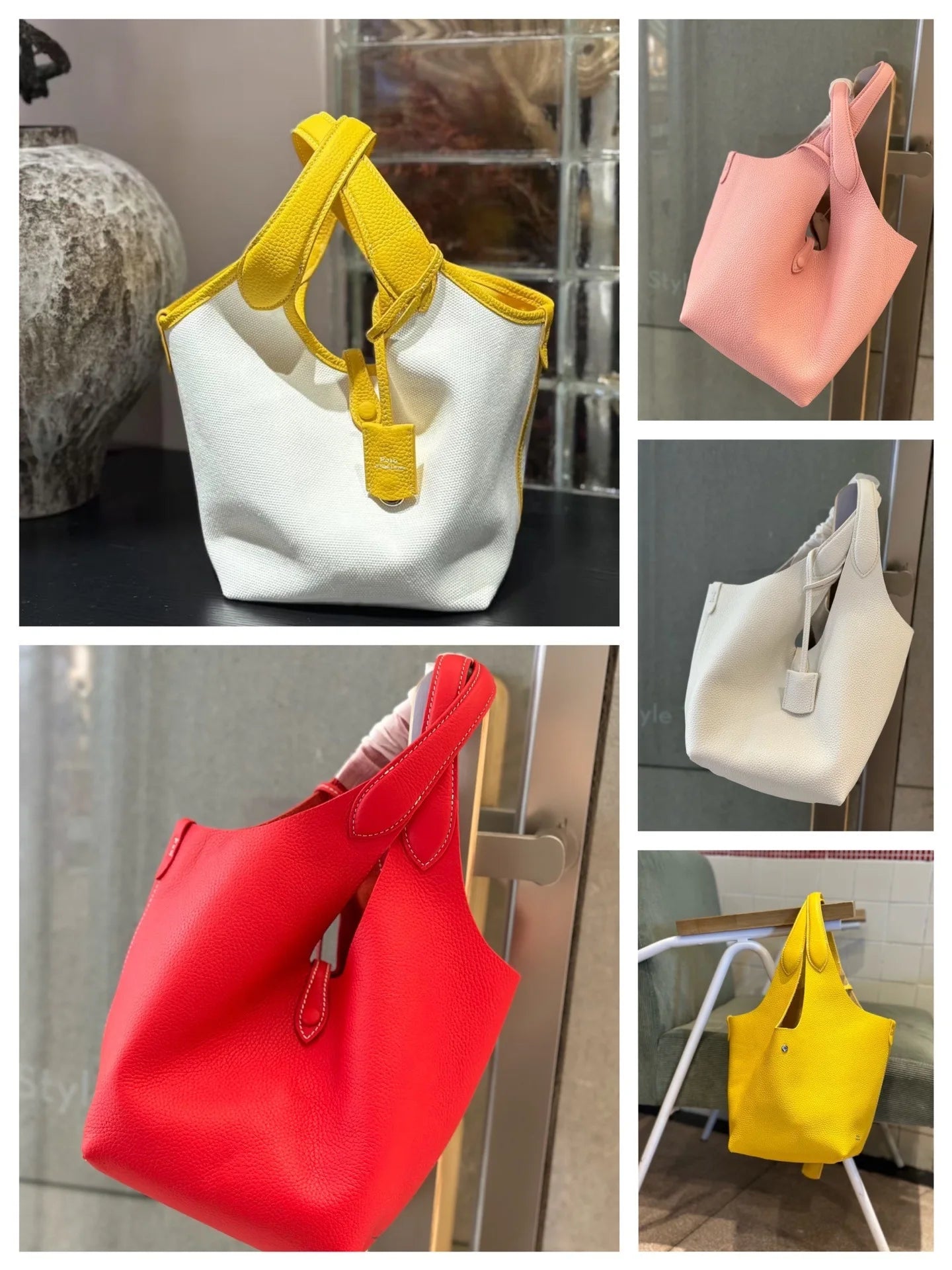 FIRMRANCH European And American Trend Cute Hand-Held Basket Ladies' Bucket Single Shoulder Cross-Body Bag Genuine Leather Purse