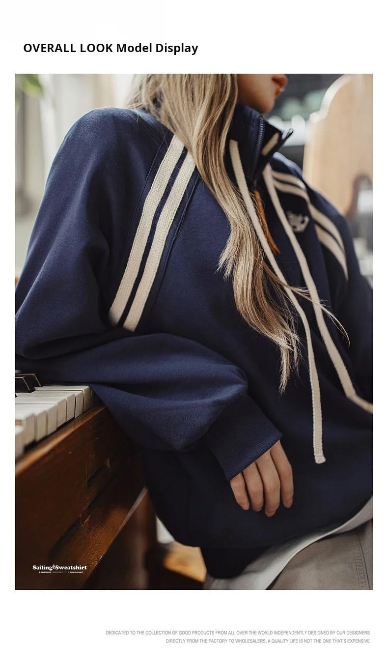 Women’s Vintage Half-Zip Cotton-Blend Sweatshirt