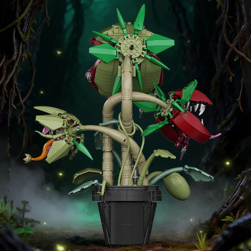 Creative Carnivorous Potted Plant Man-Eating Flower Building Blocks Home Decoration Collection MOC Bricks Toys For Children Gift