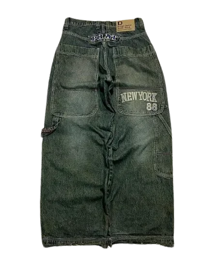 Y2K Retro Centipede Embroidered Oversized Wide-Leg Gothic Jeans