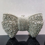 Elegant Rhinestone Bowtie Evening Bag Fashionable Luxurious Banquet Crystal Clutch Personalized Handbag Unique Diamond Party Bag