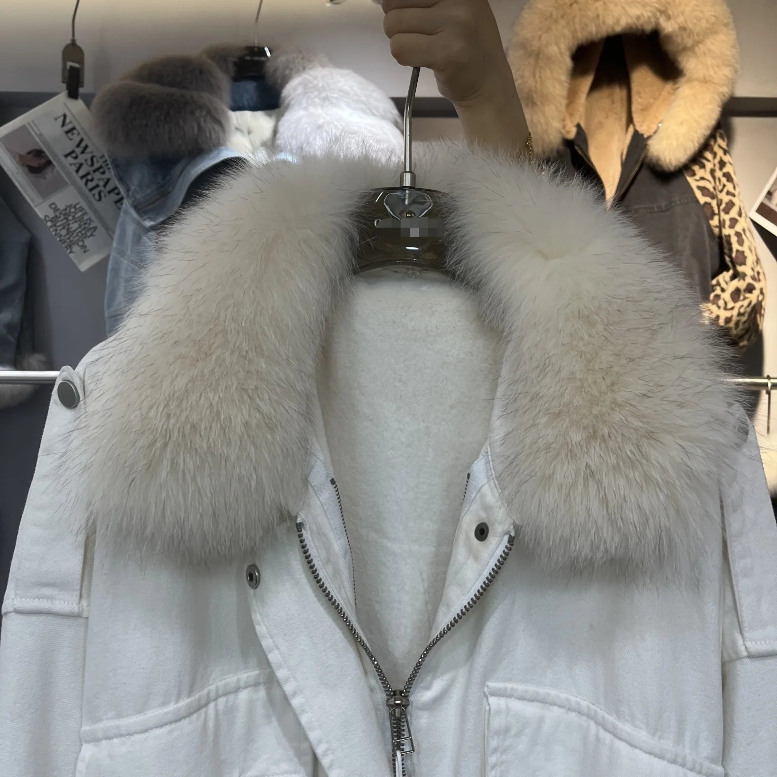 Women's Fox Fur Denim Winter Jacket – 2025 USA Streetwear Edition
