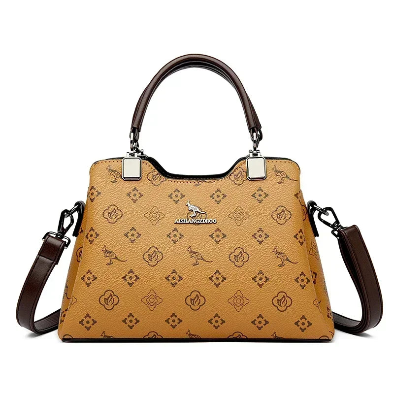Luxury Handbag Fashion Print Large Capacity Soft Leather Women Shoulder Crossbody Bag Leisure Designer Ladies Purses and Handbag