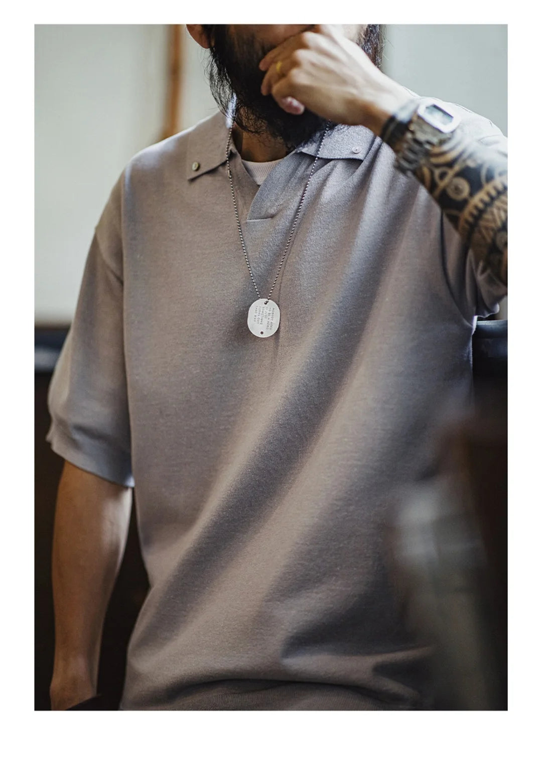 Maden Vintage Seagull Collar Polo Shirt for Men