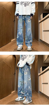 Men’s Vintage Floral Wide-Leg Denim