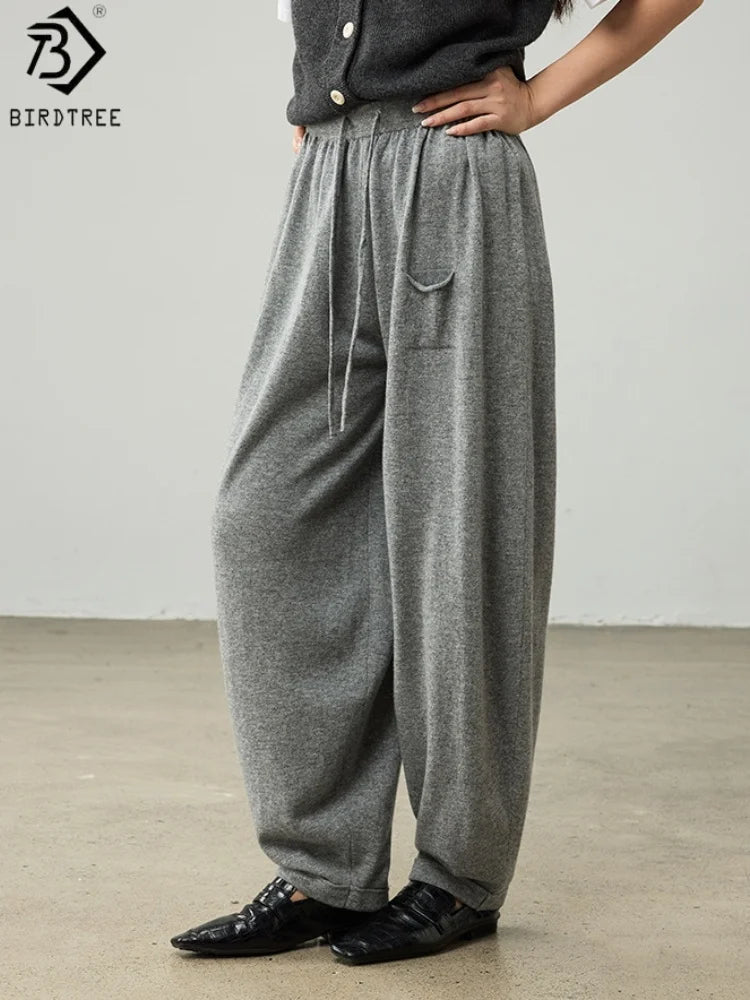 Women's Wool Drawstring Cocoon Pants