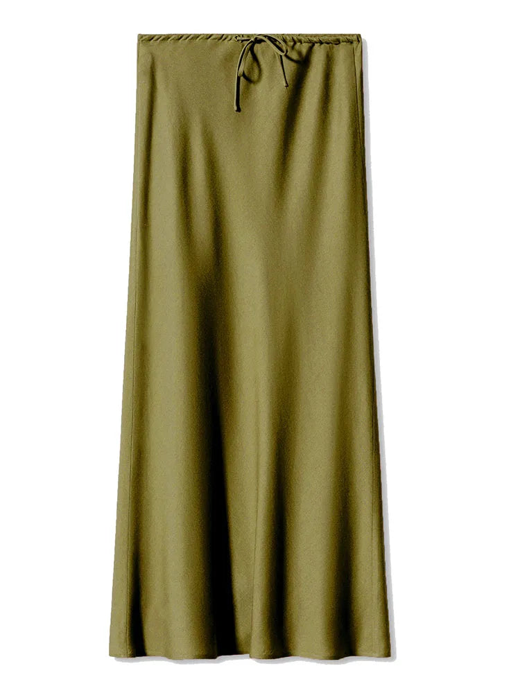 Women's Satin Maxi Skirt – Elegant Ankle-Length
