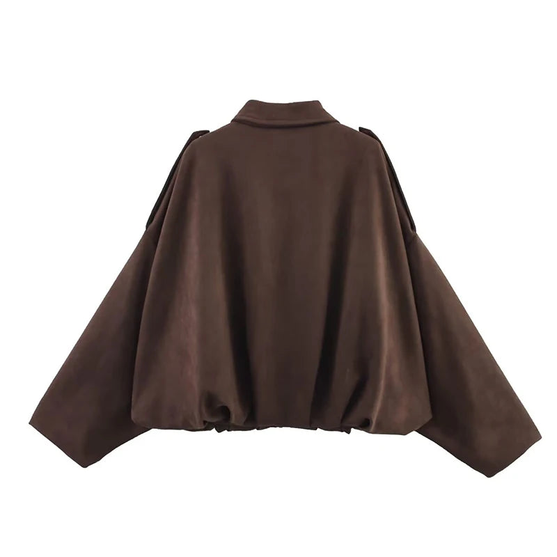 Chic Suede Bomber Jacket