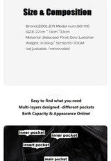 HOT ZOOLER Full Skin 100% Genuine Leather Backpack Women's Bag Classic 2026 New Large Backpack Designer Business Need #SC1700