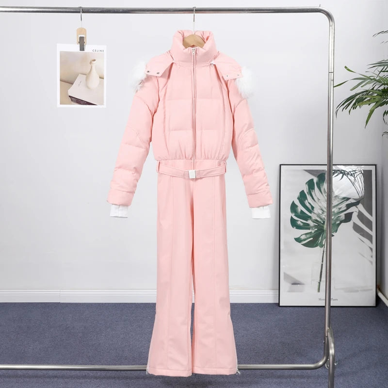 Slim-Fit Hooded Winter Ski Romper