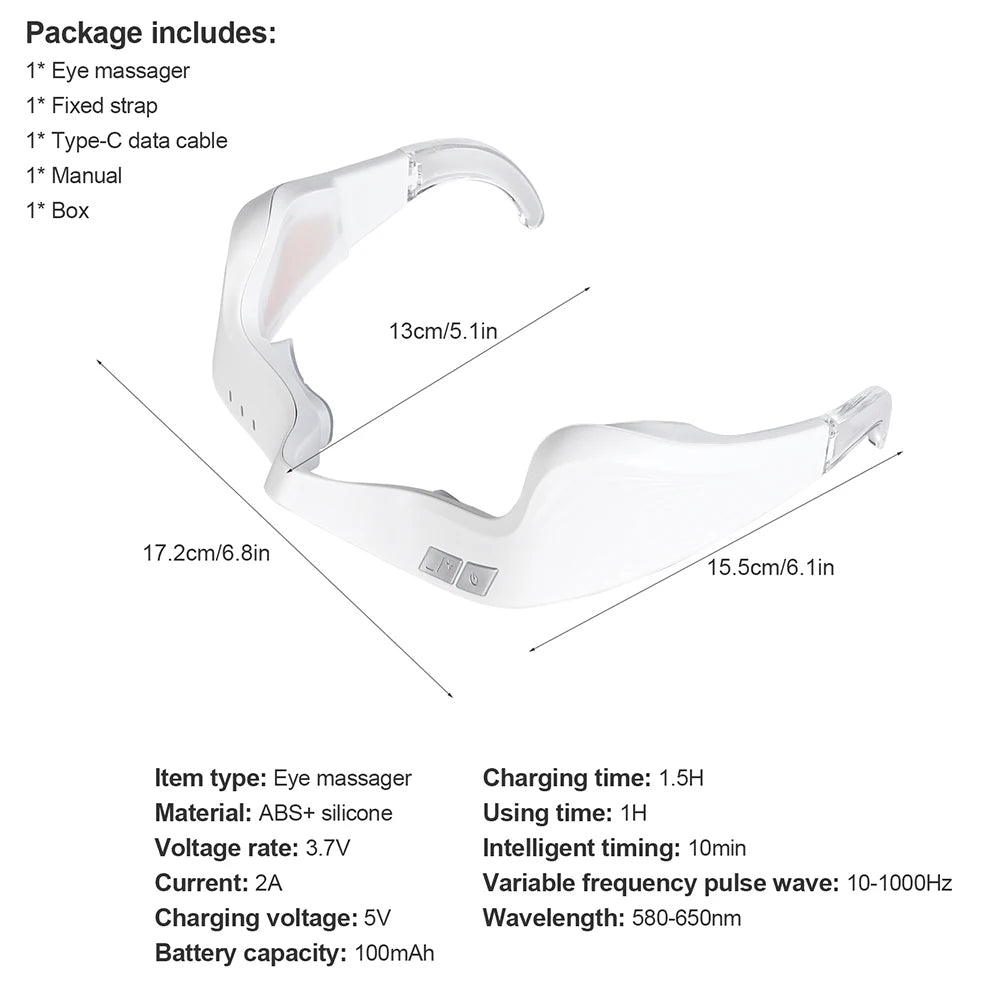 Electric Eye Massager Under-Eye Glasses Massager Eye Fatigue Relief Massager Red Light Relieves Eye Fatigue Eyes Massage Glasses