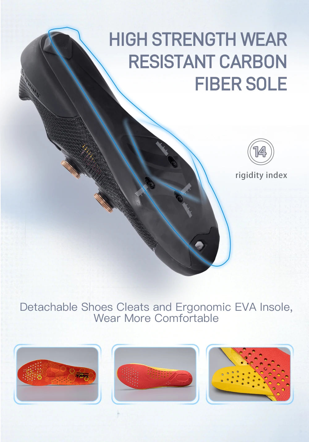 Santic Road Cycling Shoes Carbon Fiber Road Lock Shoes 14 Hardness Competition Ultra Light Cycling Shoes Suitable