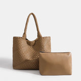 Designer Knitting Fashion Ladies Handbags And PU leather Large-capacity Women's single-shoulder bag Beach Travel Bags
