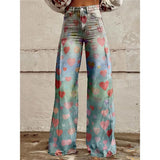 Pop Art Heart Wide-Leg Flare Pants