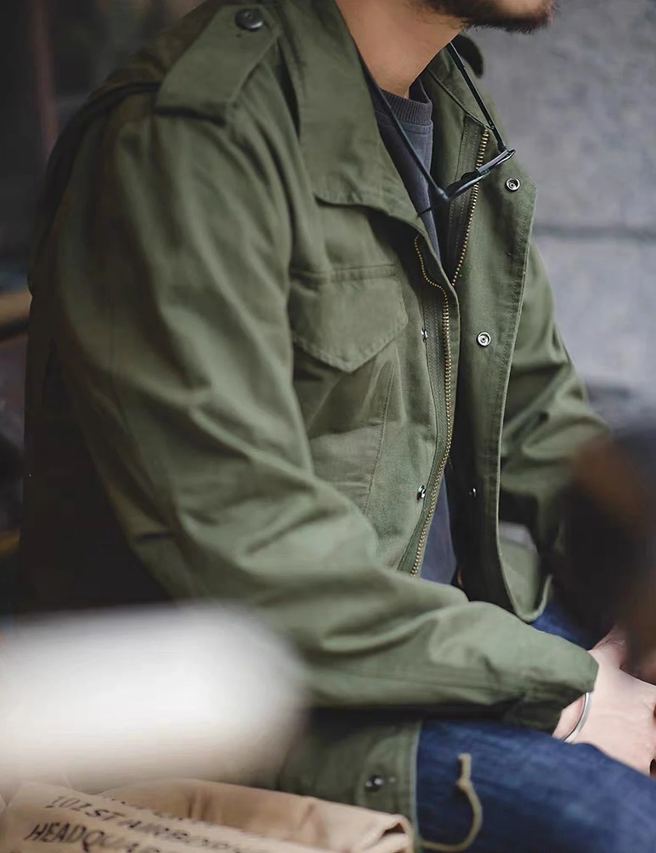 Men's Vintage Military Field Jacket – Cotton Zip Coat