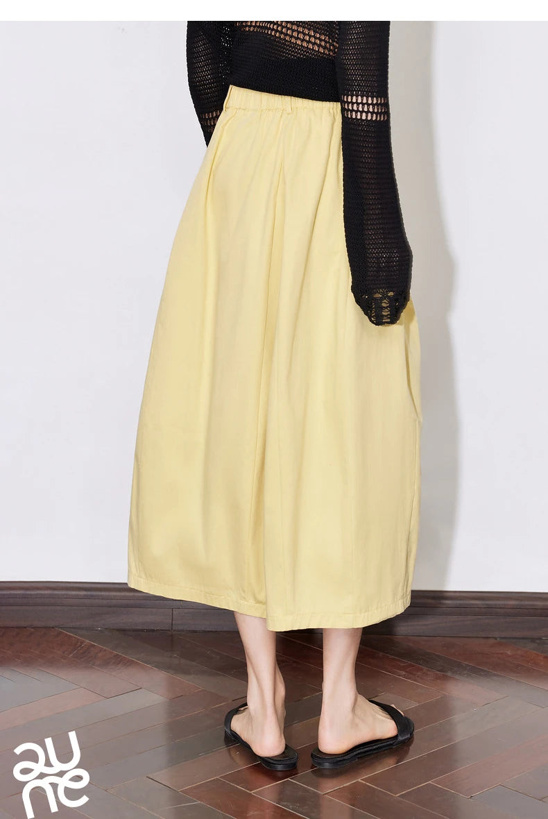 Toyouth Women's Cotton A-Line Midi Skirt | S–XL