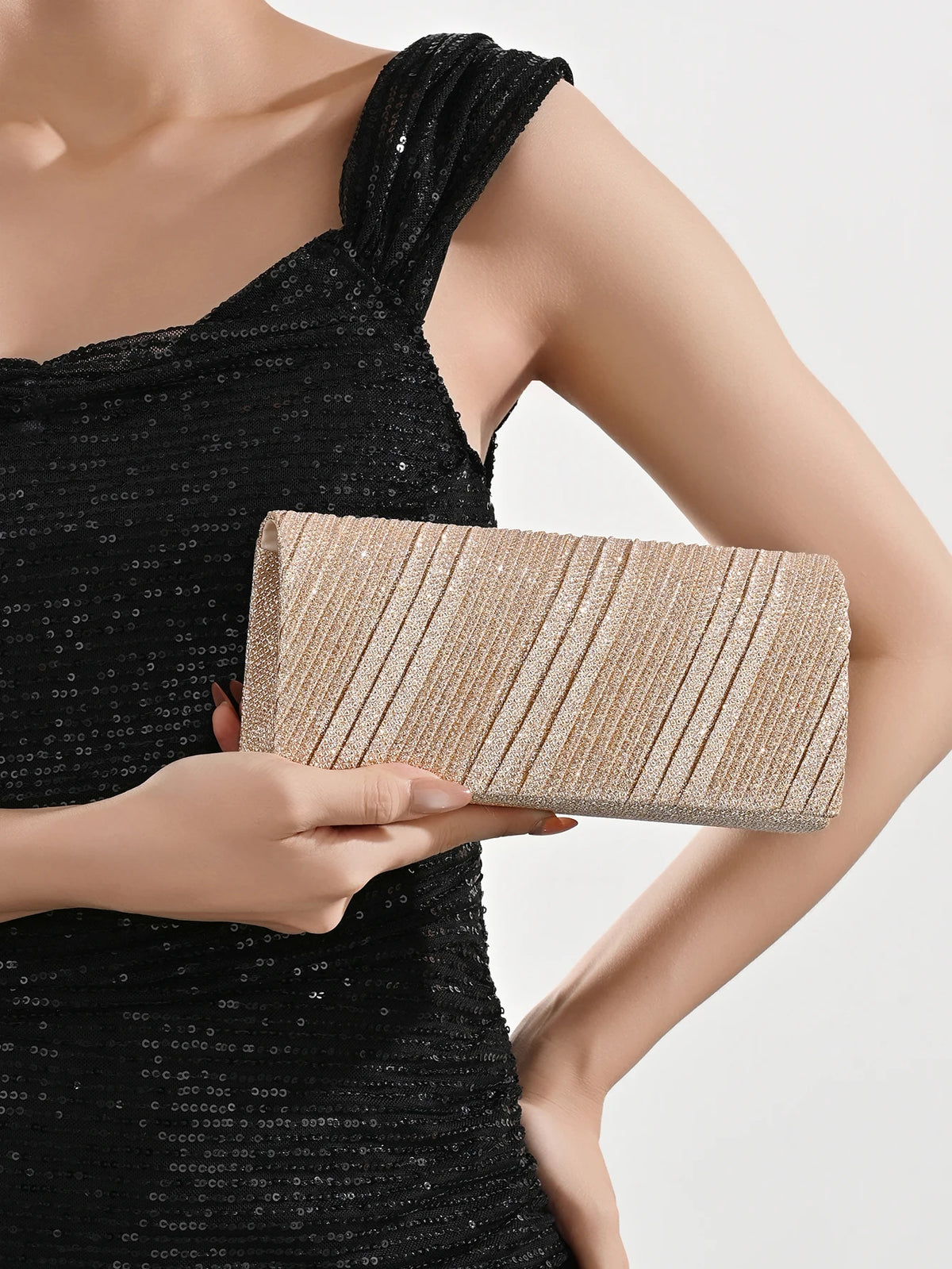 Simple And Elegant Glitter Evening Bag Clutch Purses for Women Ladies Sparkling Party Handbag Wedding Bag
