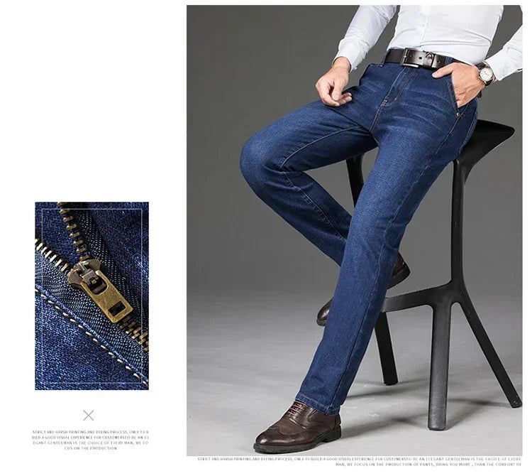 Men's Classic Straight-Leg Denim Jeans | Blue & Black