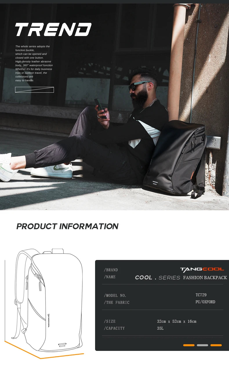 TANGCOOL Men Backpack Large Capacity 17 Inch Laptop Business Work Travel Backpack for Male Women Schoolbag
