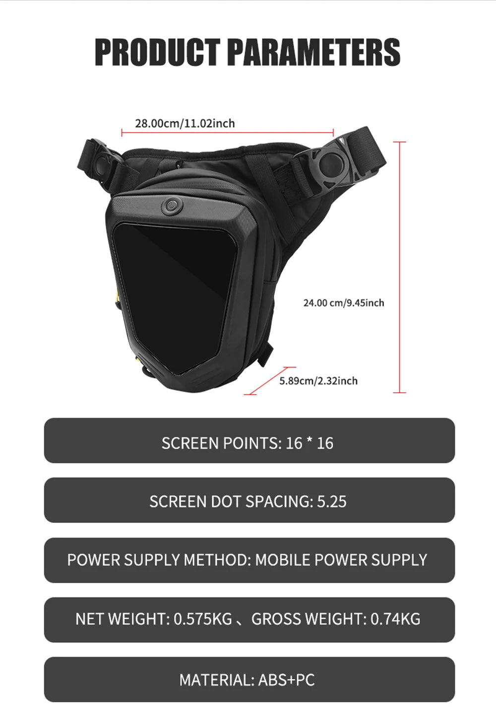 Smart LED Screen Motorcycle Bicycle Leg Bag Waterproof Ride Cycling Drop Leg Side Bag For Men Women DIY Pattern APP Control