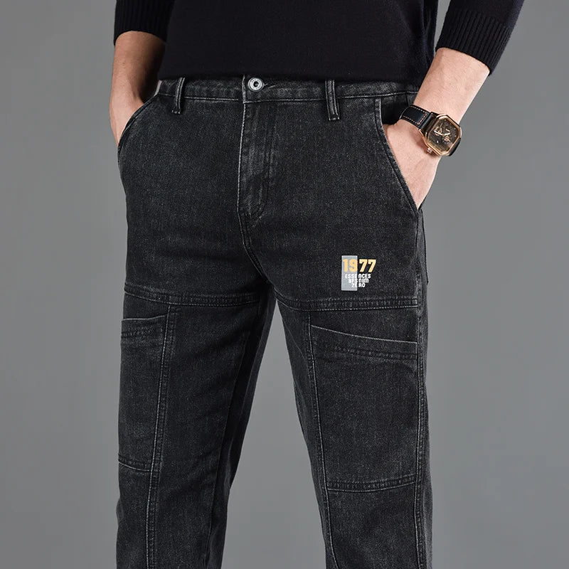 Men’s Fashion Print Straight-Cut Jeans