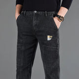 Men’s Fashion Print Straight-Cut Jeans