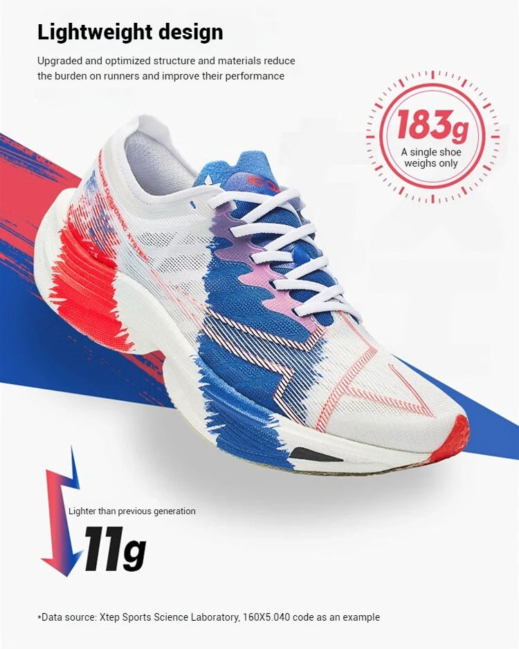 Xtep 160X 5.0 Running Shoes  Professional Marathon PB Carbon Plate Sport Shoe Non-Slip Wear-Resistant Sneakers 977119110004