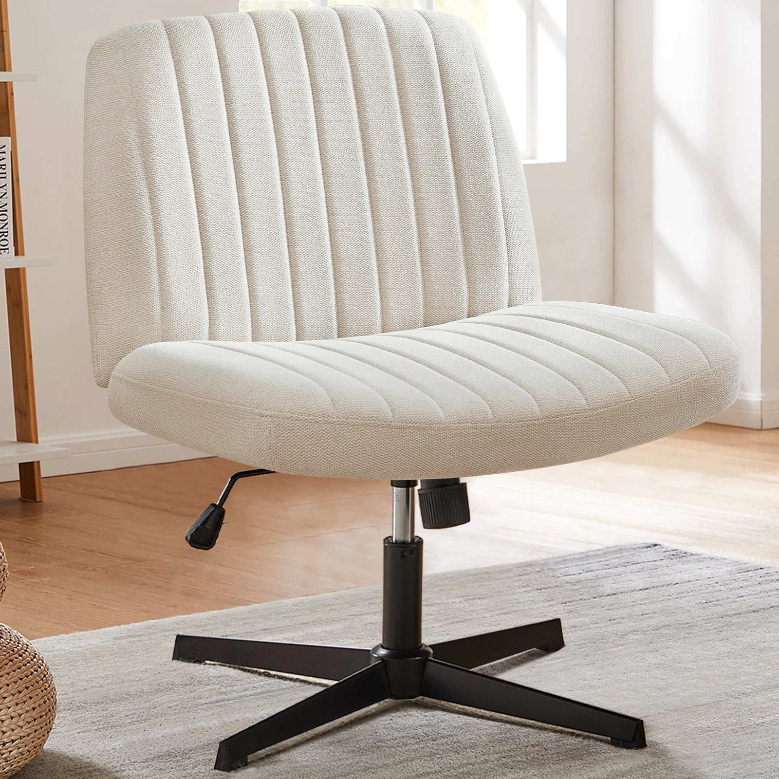 JHK Armless Wide Swivel Chair – Cross-Legged Comfort Seat
