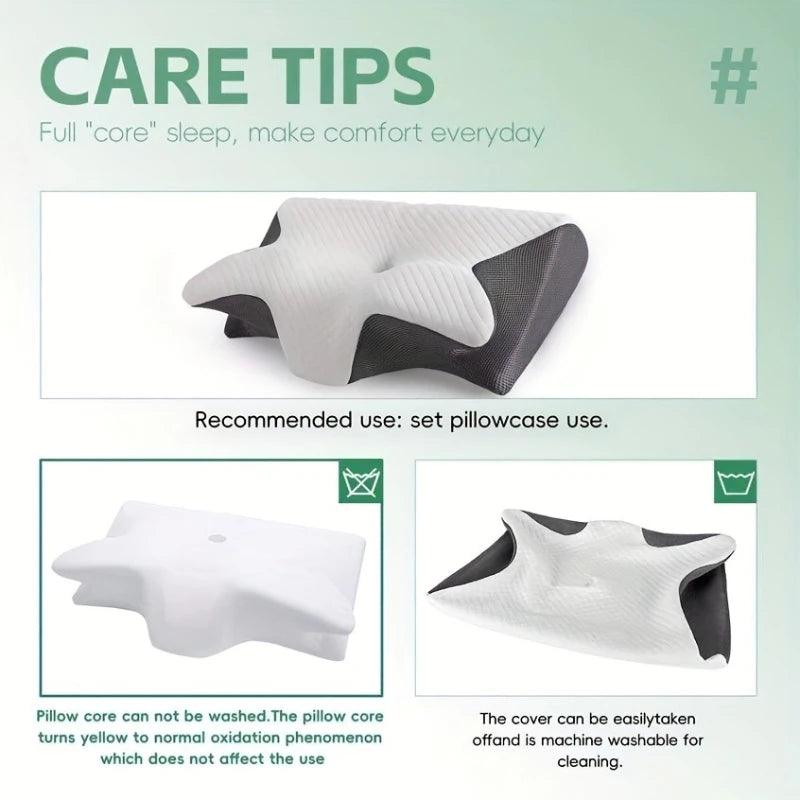 Ergonomic Neck Pillow for Side, Back, and Stomach Sleepers - Contoured Design, Soft Yet Firm Support, Shoulder Relaxation