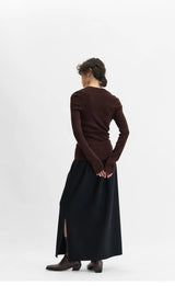 Elegant 100% Wool Elastic-Waist Skirt