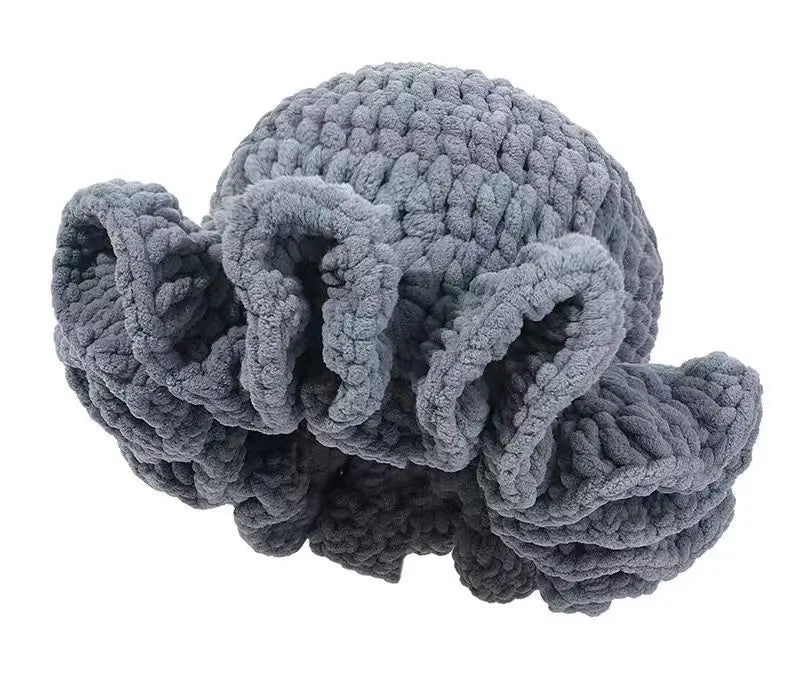 Colorful Crochet Ruffle Bucket Hat Warm Stretch Knit Hat Ruffle Brim Crochet Women's Fashion Handmade Beanie Hat tool tentacle
