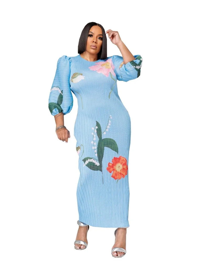 Wmstar Floral Maxi Dress – Pleated Summer Elegance