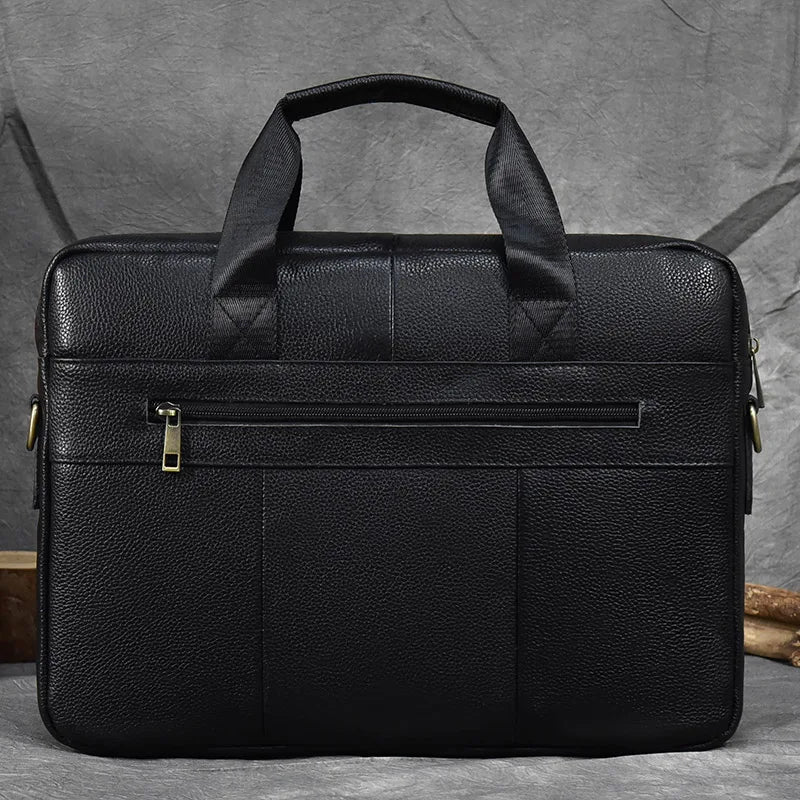 Genuine Leather Briefcase Bag for 15.6 inch laptop computer bag cowskin handbag for men male leather crossbody shoulder bag