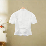 2026 Spring Summer Short Puff Sleeve Frog Button Shirt For Women Stand Collar  Single Breasted Blouse Lady Chic Street Party Top