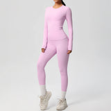 2 PCS Sportswear Yoga Set Gym Clothes Yoga Suits For Women Fitness Set Tracksuits Sports Long Sleeve Crop Top Gym Leggings