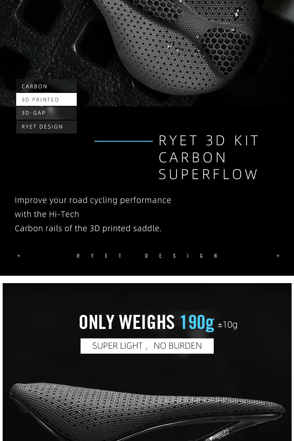 RYET Carbon Saddle 145/155MM – Road, MTB & Gravel