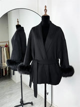 Fox Fur Trim Wool Overcoat