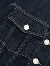 Vintage Blue Denim Jacket – Single Breasted Casual Chic
