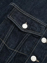 Vintage Denim Blue Jacket – Chic Single-Breasted Outfits with Pockets