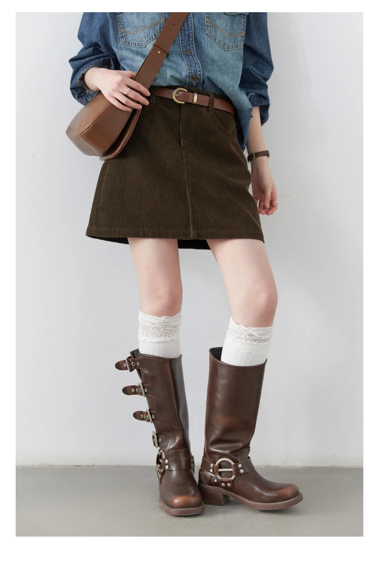 Chic Ven Women's Corduroy A-Line Mini Skirt