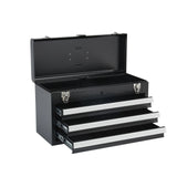 SucceBuy 20in 3-Drawer Metal Tool Box Black/Red Tool Chest with EVA Liners Multifunction Tool Organizer for Garage & Workshop