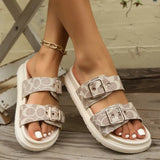 Fashion Thick-soled Metal Buckle Designer Slippers Women's Home Soft-soled EVA Sandals Women's Summer Non-slip Beach Flip-flops