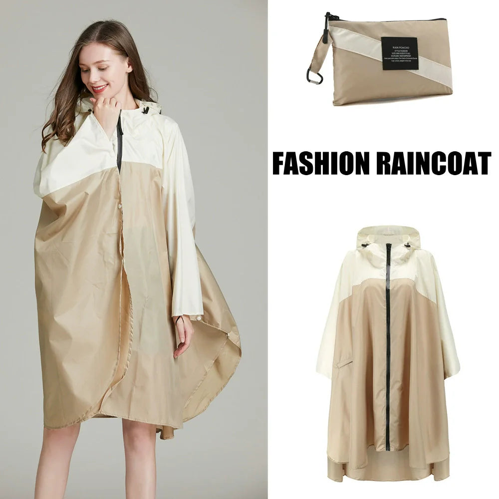 Women's Elegant Waterproof Poncho Raincoat – All Sizes