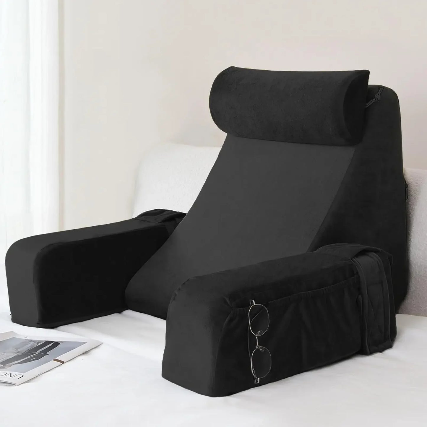 Reading Pillow for Bed Extra Large Arm Rest Pillow Memory Foam Bed Rest Pillow for Reading TV Gaming Comfort Bed Chair Cushion