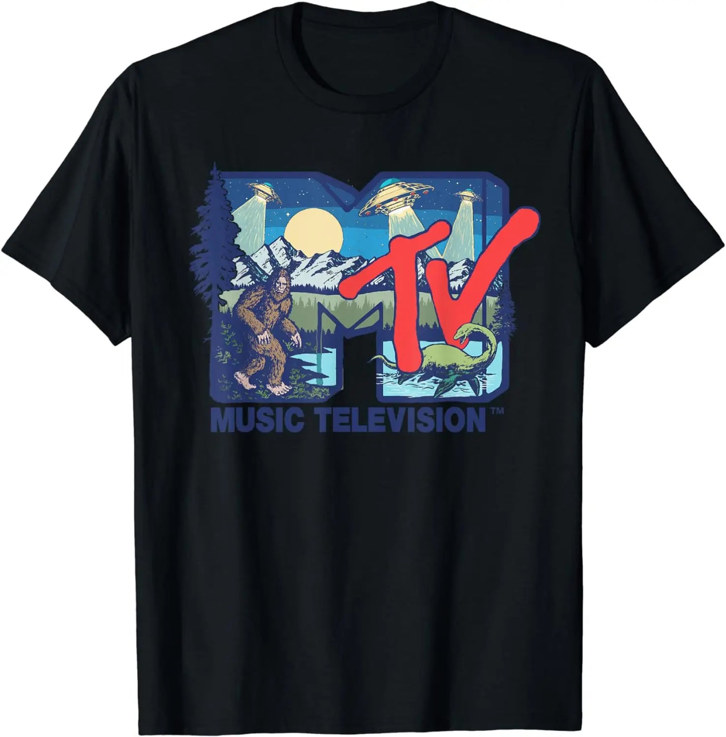 MTV - Cryptid MTV Logo Featuring Bigfoot UFO Aliens Nessie T-Shirt